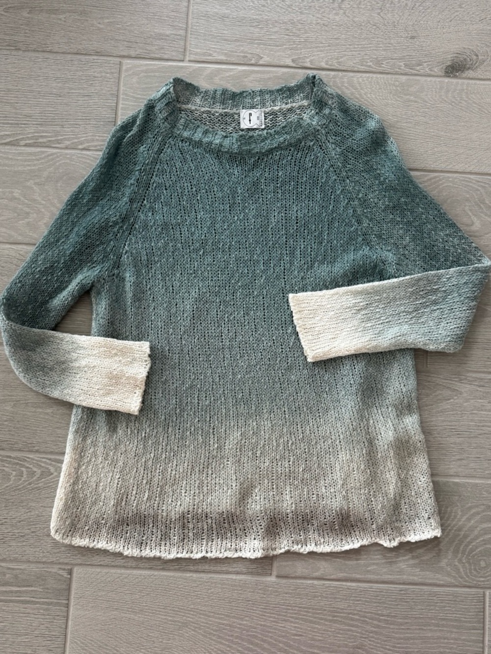 F CASHERE 100% Cotton Made in Italy Wearable Art Painted Luxury Ombre Sweater S